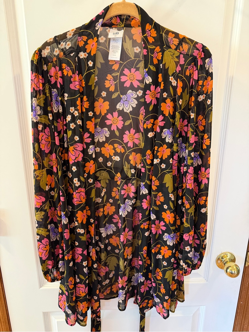 Cabi XS Black Floral “Mingle Komono” or Belted Wrap- Excellent!!